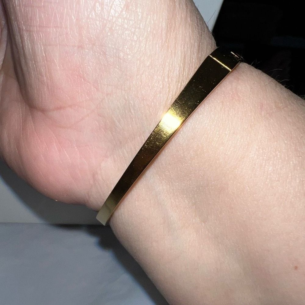 Gold Tone Roman Numerals and Crystal Bypass Bangle Bracelet - Picture 5 of 7